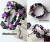Purple Black Tentacles Wire Wrap Glow Glass Bracelet