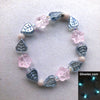 Cherry Blossom Glow Glass Necklace, Bracelet, Earrings Set