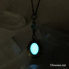 '90s Celestial Oval Glow Stone Locket Necklace