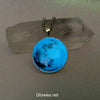 Blue Glowing Moon Necklace with Free UV Charger Light