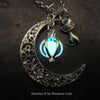 Cat Crescent Moon Glowing Orb Necklace