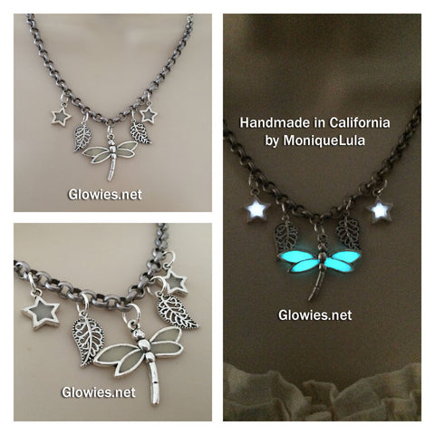 Dragonfly in the Garden of Starlight Glow Necklace