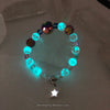 Midnight Mystic Moon Rainbow Quartz and Glass Beaded Glow in the Dark Bracelet
