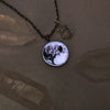 Full Moon Owl in Tree Glow Necklace