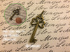 Shamrock Heart Key Charm Clover Antiqued Bronze