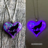 Howling Wolf Glow in the dark Lula Heart Necklace