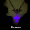 Gothic Bat with Purple Glow Opal Cross Necklace