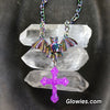Gothic Bat with Purple Glow Opal Cross Necklace