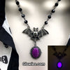 Bat necklace #2 with Purple Opal Glow Stone