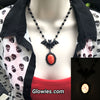 Bat necklace #3 with red Opal Glow Stone