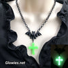 Gothic Black Bat with Glow Cross Necklace