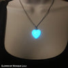 Blue Opal Glow in the dark Heart Necklace