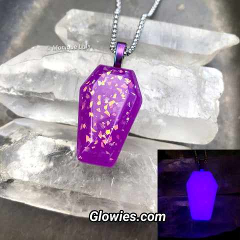 Opal Coffin Glow in the Dark Pendant Necklace