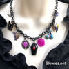 Black Cat Club Coffin & Crystal Skull Necklace