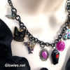 Black Cat Club Coffin & Crystal Skull Necklace