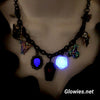 Black Cat Club Coffin & Crystal Skull Necklace