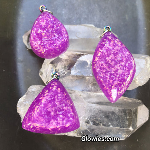 Ultra Violet Purple Opal Druzy Glow Stone Necklaces