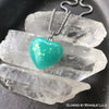 Aqua Opal Glow in the dark heart necklace