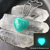 Aqua Opal Glow in the dark heart necklace