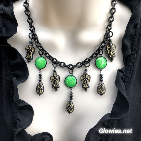 Midnight Guardian Angel Glow Opal Necklace