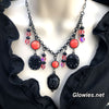 Black Skull & Roses Candlelight Kiss Necklace