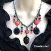 Black Skull & Roses Candlelight Kiss Necklace