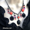Black Skull & Roses Candlelight Kiss Necklace