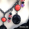 Black Skull & Roses Candlelight Kiss Necklace