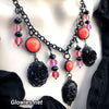 Black Skull & Roses Candlelight Kiss Necklace