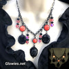 Black Skull & Roses Candlelight Kiss Necklace
