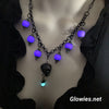 Purple Nocturne Crystal Skull Glow Orb Necklace