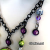 Chartreuse Glow Opal Midnight Skulls Necklace