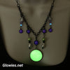 Chartreuse Glow Opal Midnight Skulls Necklace