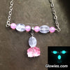 Lotus Flower Glow Glass Necklace, Bracelet, Earrings Set