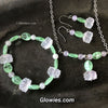 Lotus Flower Glow Glass Necklace, Bracelet, Earrings Set