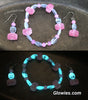 Lotus Flower Glow Glass Necklace, Bracelet, Earrings Set