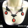 Victorian Nocturnal Triple Bats Glow Opal Necklace