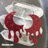 Red Glitter Moon Drip Earrings