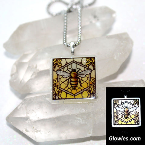 Bee Glow in the dark Square Necklace