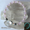 Rose Quartz Crescent Moon Hematite Pink Glow Glass Bracelet