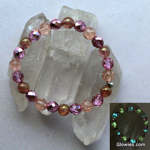 Pink Metallic Galaxy Glow Glass Bracelets