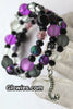 Purple Black Tentacles Wire Wrap Glow Glass Bracelet
