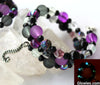 Purple Black Tentacles Wire Wrap Glow Glass Bracelet
