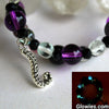 Purple Black Tentacles Wire Wrap Glow Glass Bracelet