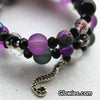 Purple Black Tentacles Wire Wrap Glow Glass Bracelet