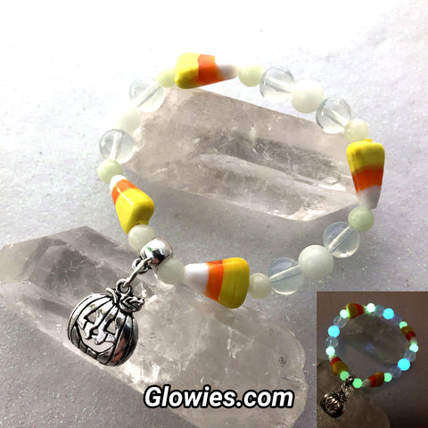 Candy Corn & Glow Glass Bracelet