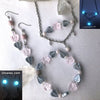 Cherry Blossom Glow Glass Necklace, Bracelet, Earrings Set