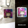 Cheshire Cat Glow Art Square Necklace