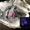 Crescent Moon Man Face With Caged Orb Glow Locket Silver