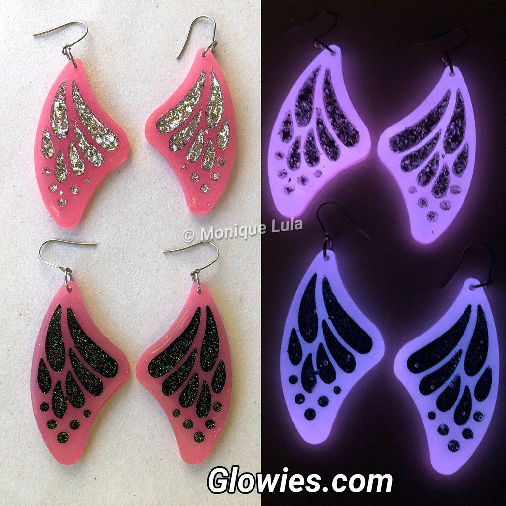 Pink Glow Wing Earrings